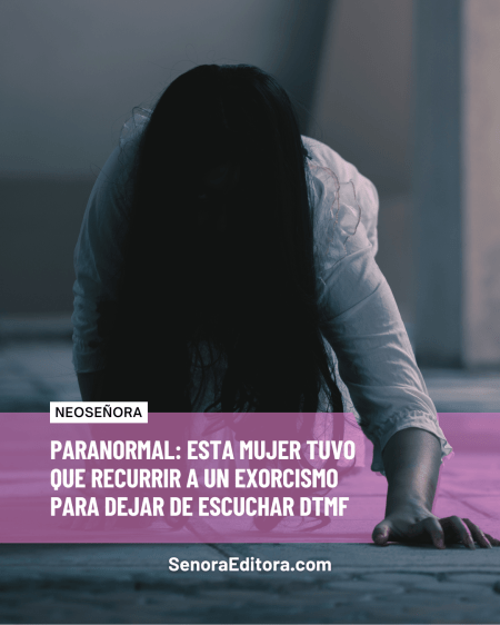 Una mujer que parece poseída camina sobre sus manos. El pelo le cubre la cara.